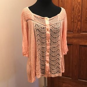 Jolt Large Orange 3/4 sleeve shirt